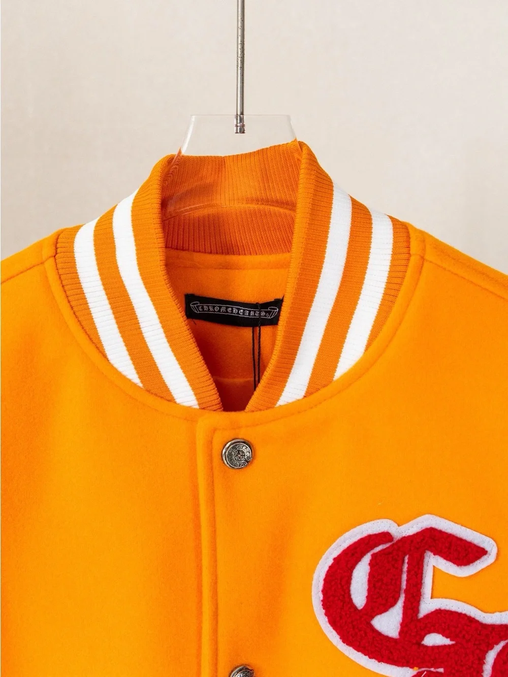 Chrome Hearts Orange and Blue Varsity Jacket